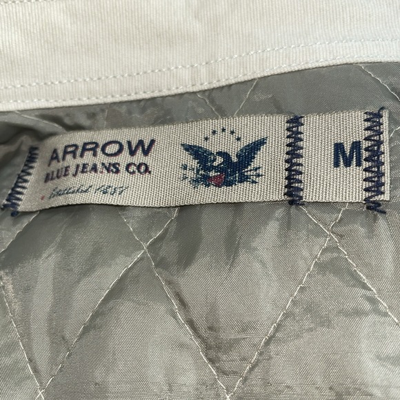 ARROW blue Jeans Co Quilted Ban Chore Coat Jacket Tan Workwear Button Down Y2K - Picture 9 of 16